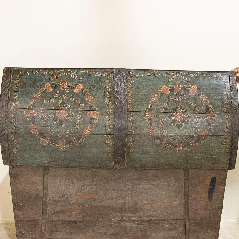 Antique Original Painted Swedish Dome Top Trunk Dated 1818 6