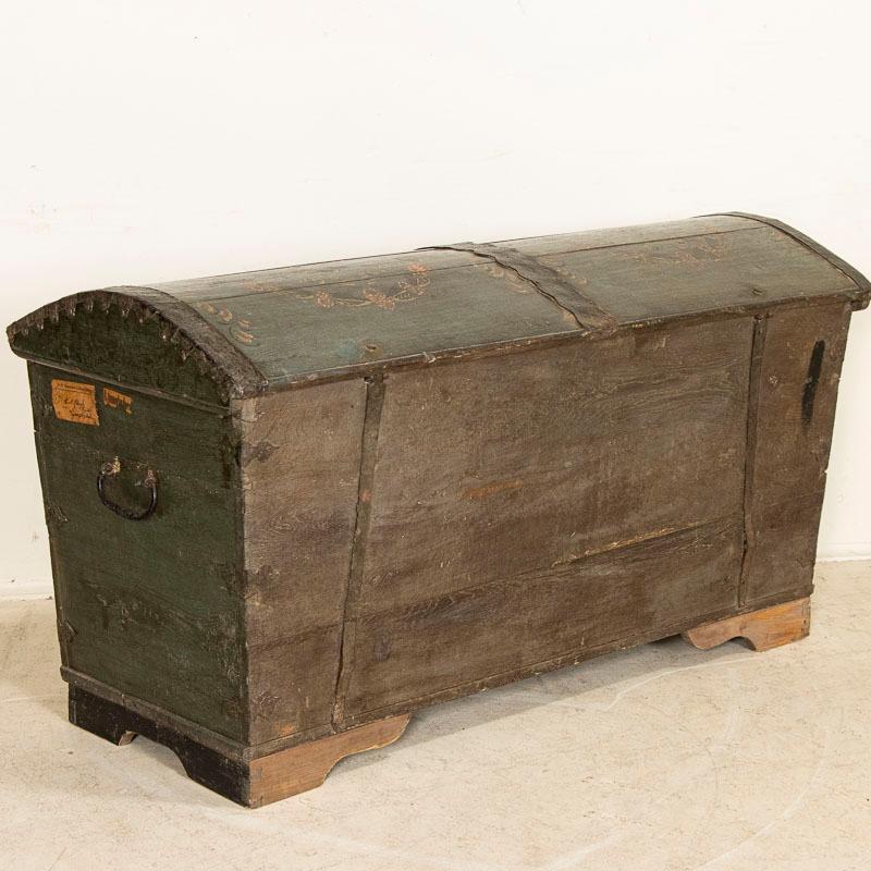 19th Century Antique Original Painted Swedish Dome Top Trunk Dated 1818