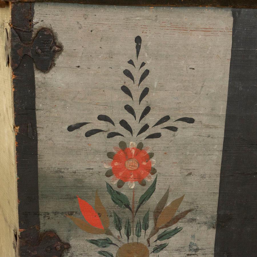 19th Century Antique Original Painted Swedish Trunk Dated 1839
