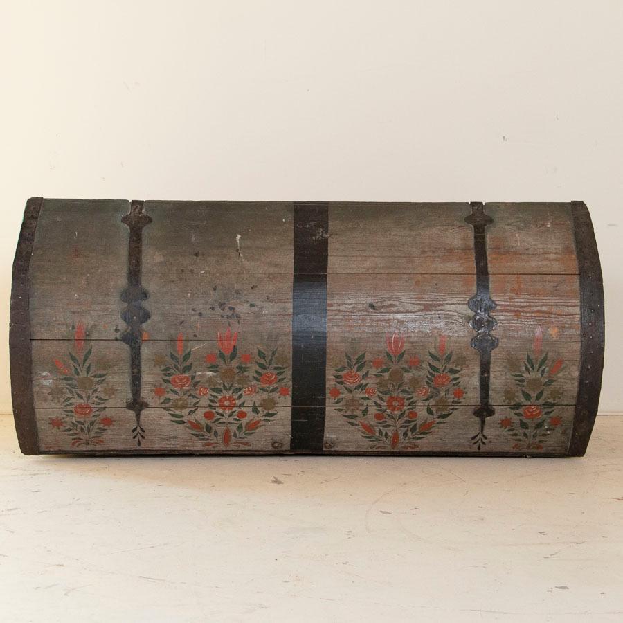 Wood Antique Original Painted Swedish Trunk Dated 1839