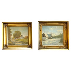 Paire de peintures de paysages originales de William Henriksen (1880-1964)