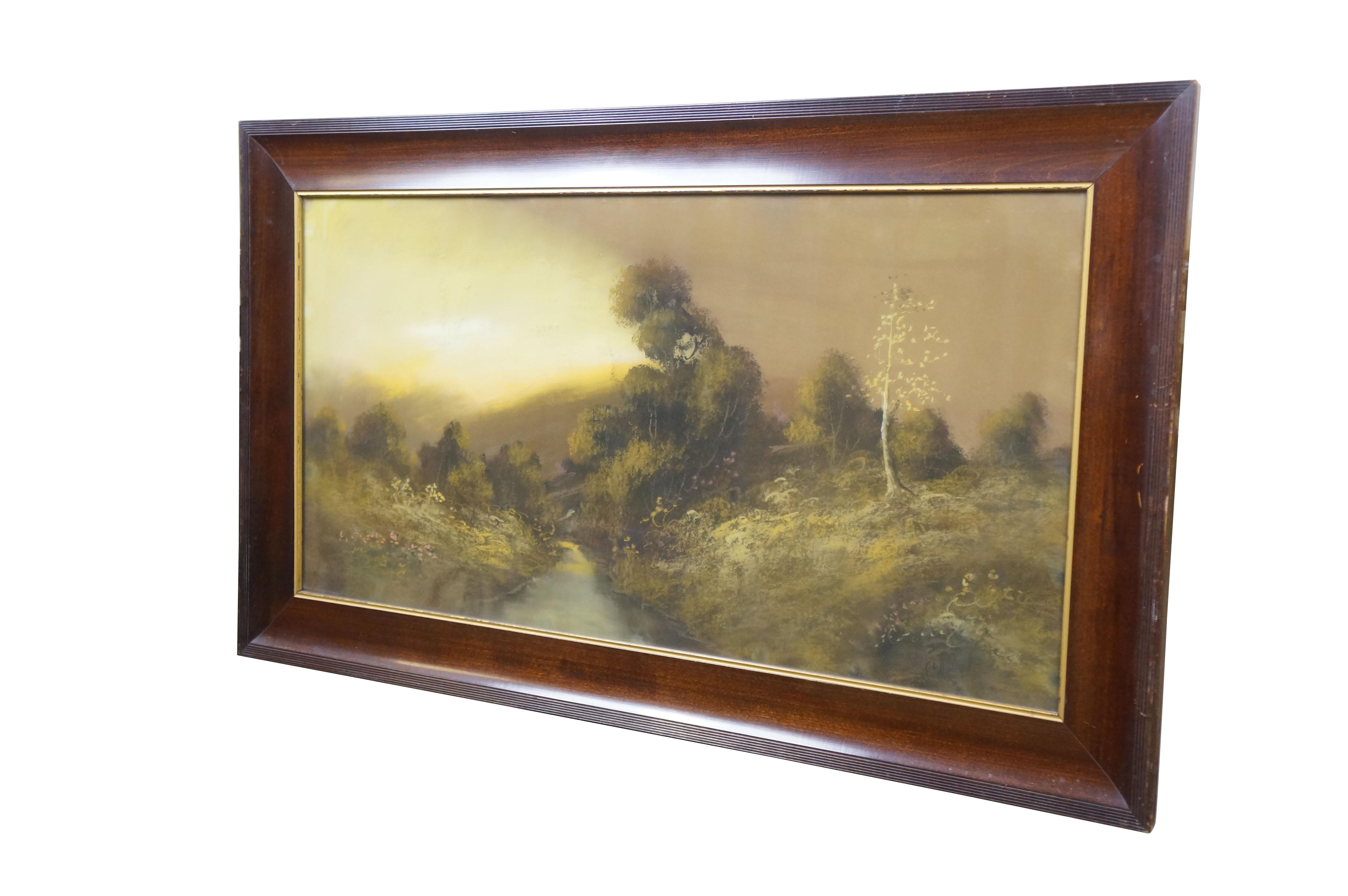 Américain Peinture originale ancienne au pastel d'un paysage William Henry Chandler 38