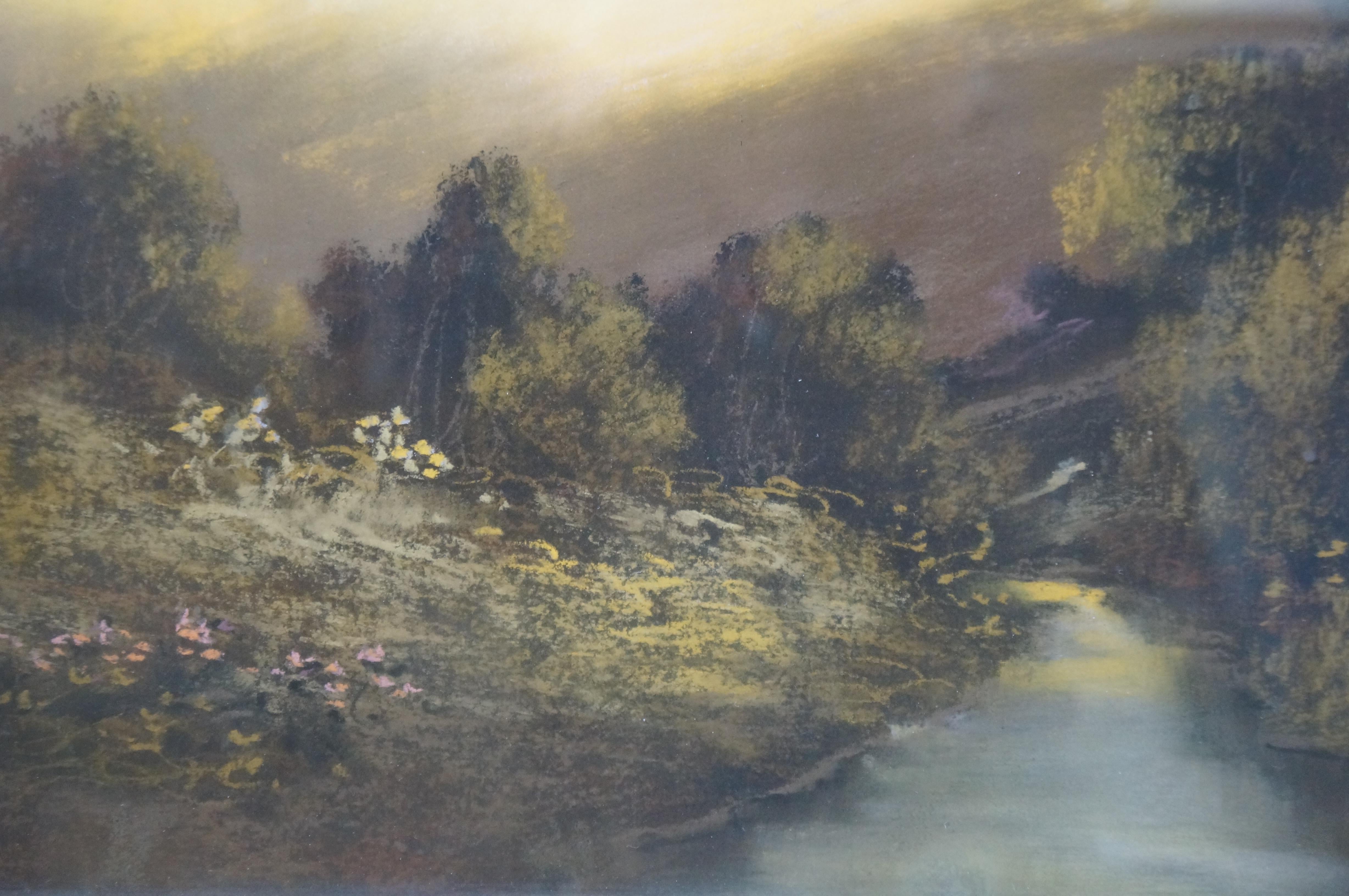 20ième siècle Peinture originale ancienne au pastel d'un paysage William Henry Chandler 38