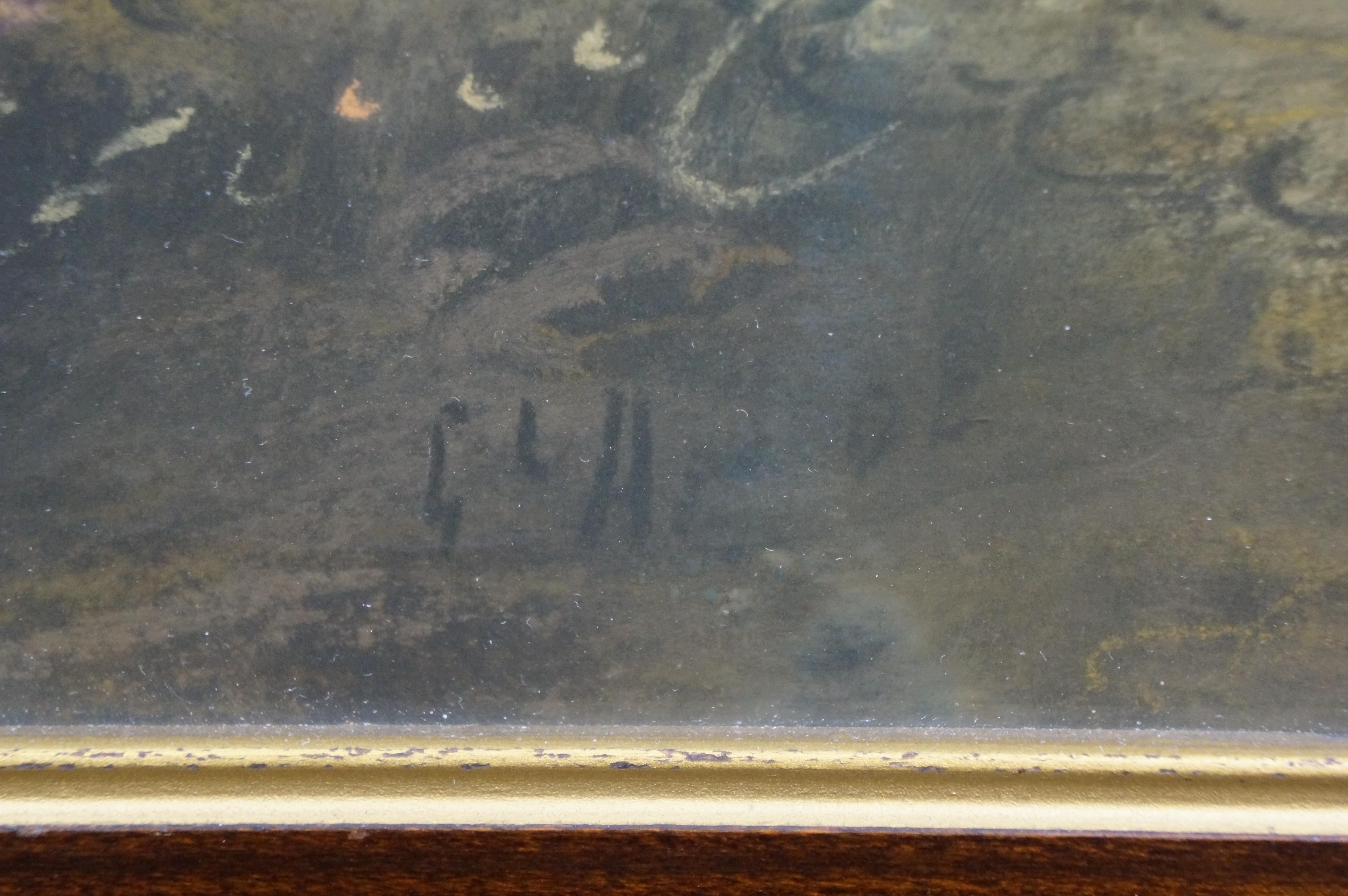 Verre Peinture originale ancienne au pastel d'un paysage William Henry Chandler 38