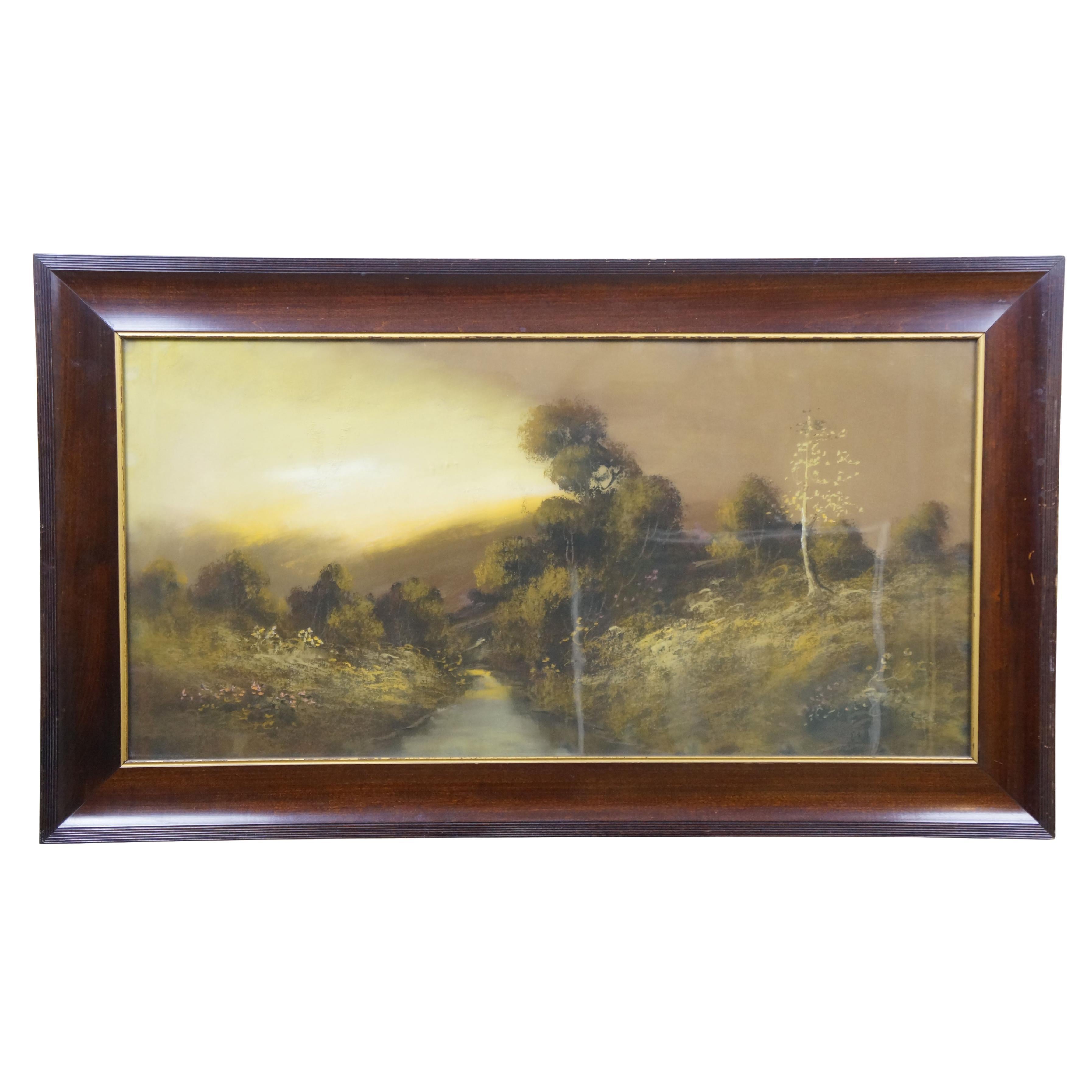 Antike Original-Pastell-Landschaftsmalerei William Henry Chandler 38"