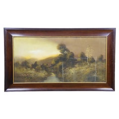 Antique Original Pastel Landscape Painting William Henry Chandler 38" Antique Original Pastel Landscape Painting William Henry Chandler 38"