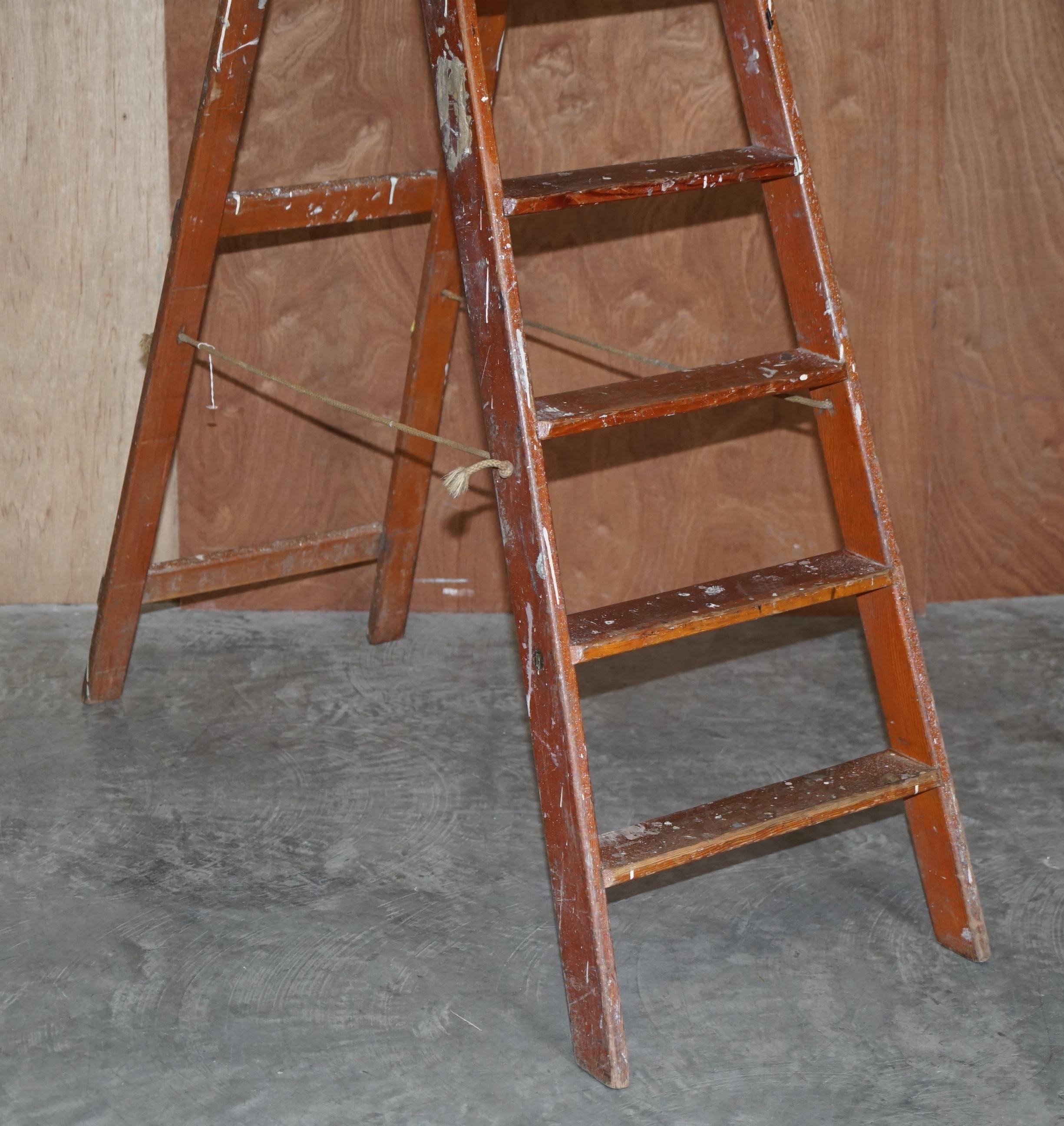 We are delighted to offer for sale this lovely original pine library steps or ladder

A good looking and decorative piece, I have seen these with glass shelves fitted and upcycled to use as a bookcase or display table, or they can of course be
