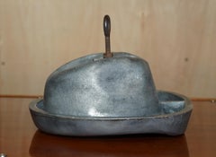 ANTIQUE ORIGINAL PEWTER TRILBY HAT STAND MOLD FOR CIRCA 1920'S ART DECO HATs