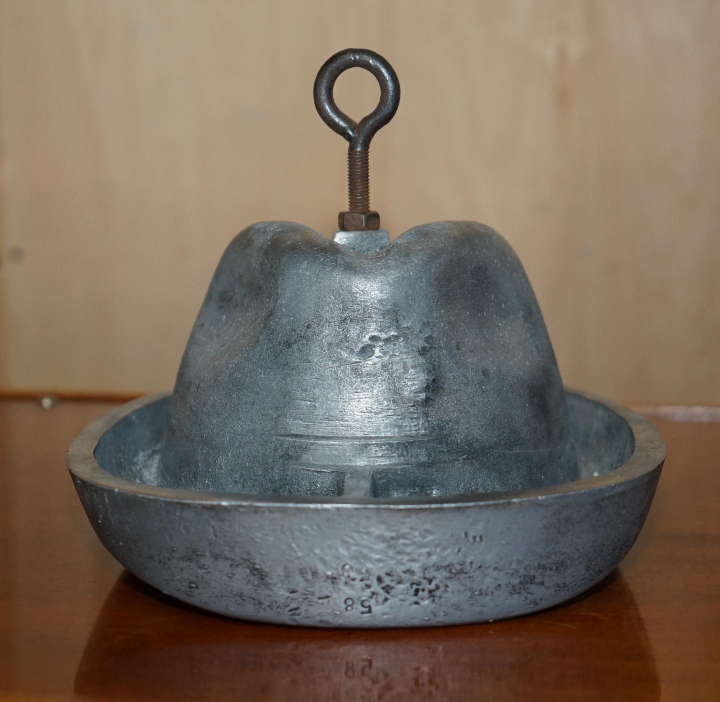 Hand-Crafted ANTIQUE ORIGINAL PEWTER TRILBY HAT STAND MOLD FOR CIRCA 1920'S ART DECO HATs For Sale