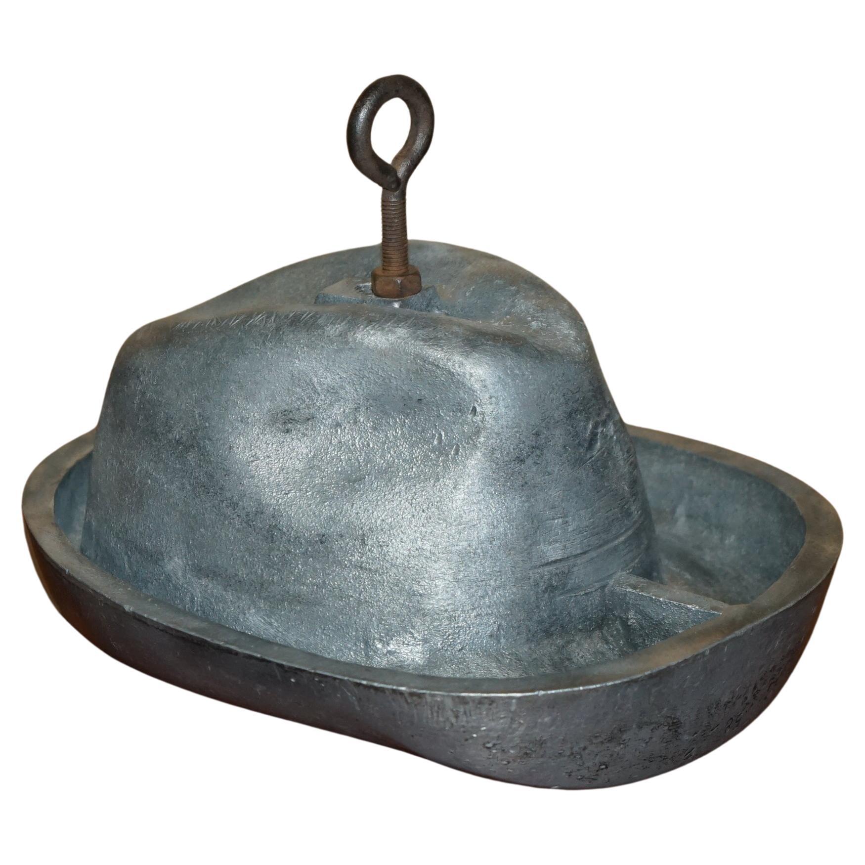 ANTIQUE ORIGINAL PEWTER TRILBY HAT STAND MOLD FOR CIRCA 1920'S ART DECO HATs For Sale