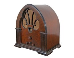 Antique Original Philco Model 90 Baby Grand Walnut Burl Cathedral Tube Radio