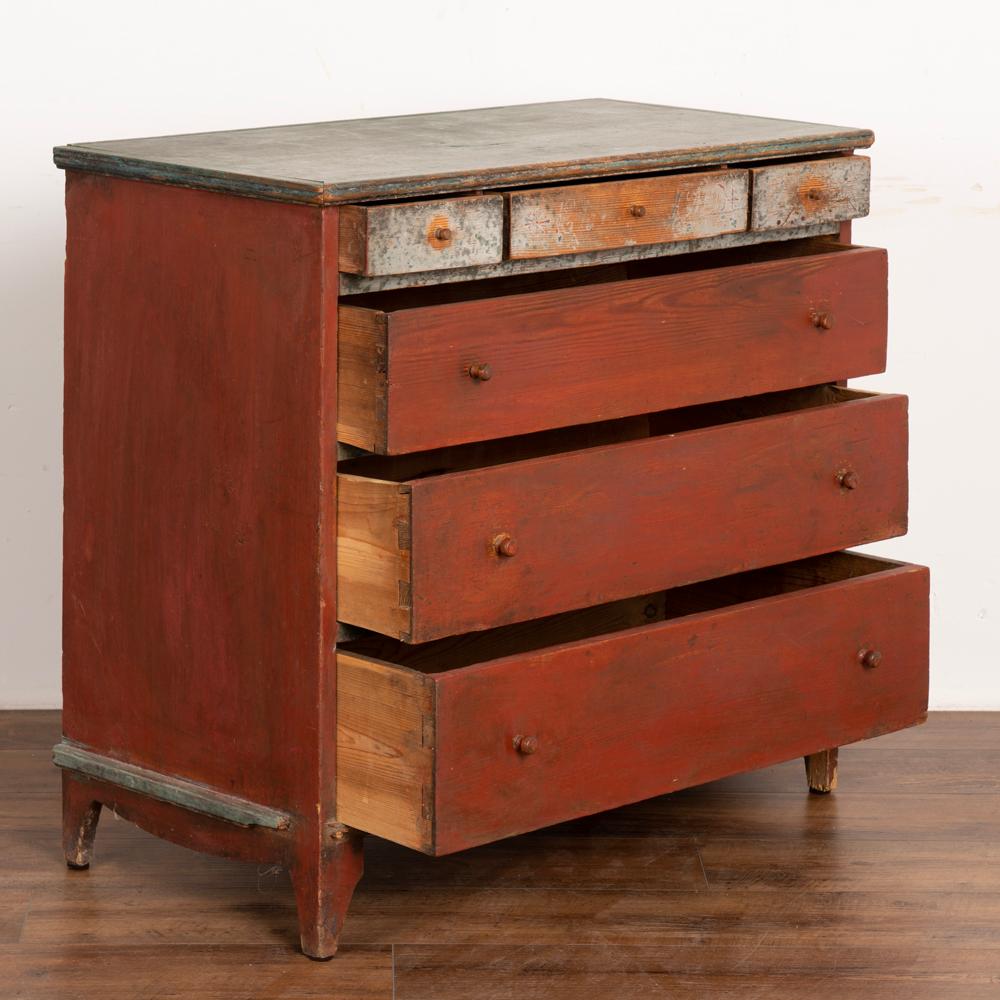Gustavian Antique Original Red Painted Chest of Drawers, Sweden circa 1820-1840 For Sale