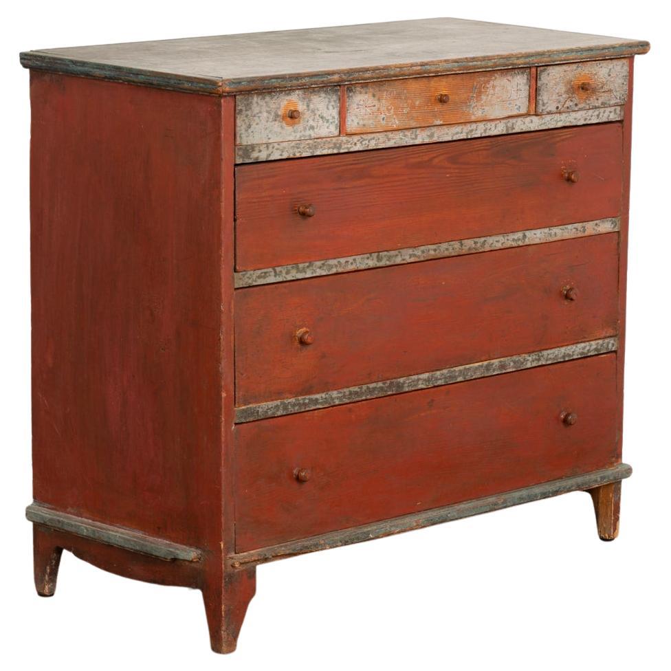 Antique Original Red Painted Chest of Drawers, Sweden circa 1820-1840 For Sale
