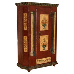 Used Original Red Painted One Door Armoire Cabinet from Germany