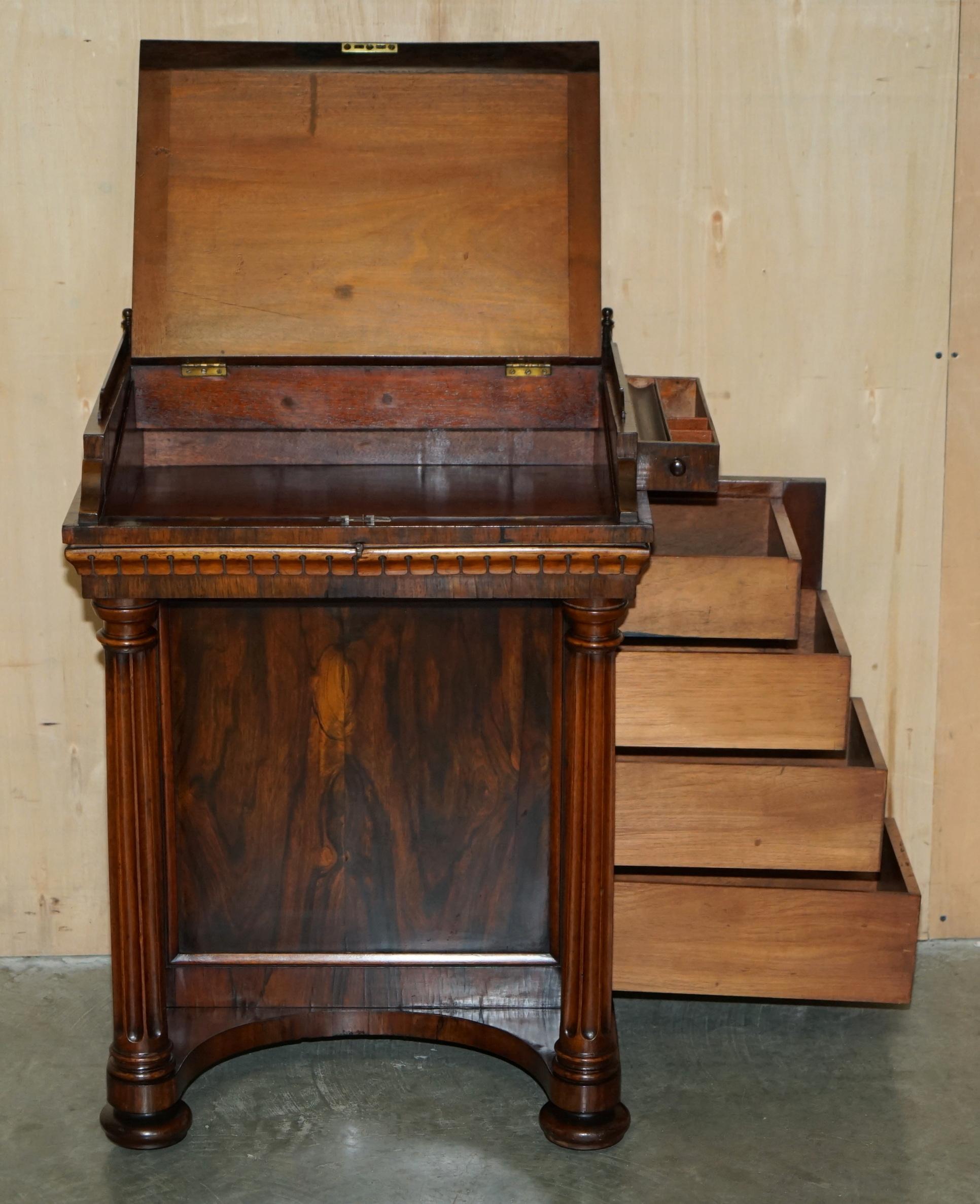 ANTICO SCRIVANIA ORIGINIALE REGENDE CIRCA 1810-1820 IN LEGNO DURO E PELLE MARRONE DAVENPORT in vendita 6