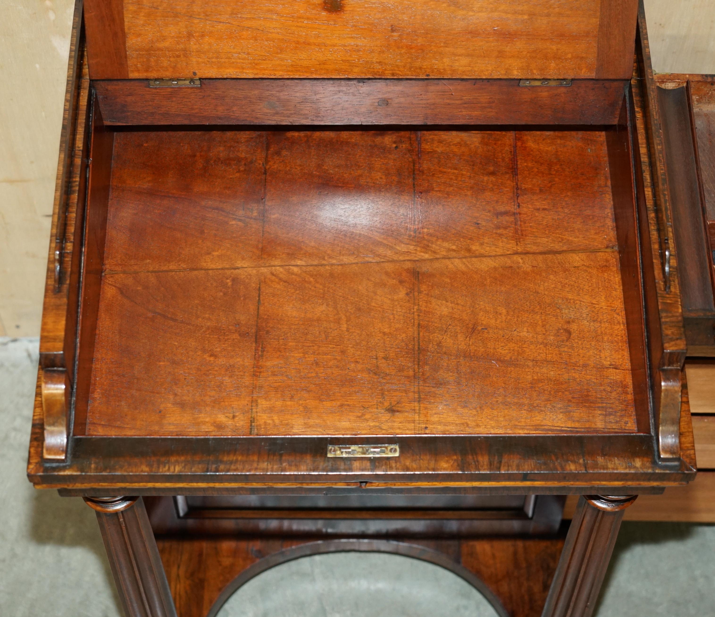 ANTICO SCRIVANIA ORIGINIALE REGENDE CIRCA 1810-1820 IN LEGNO DURO E PELLE MARRONE DAVENPORT in vendita 7