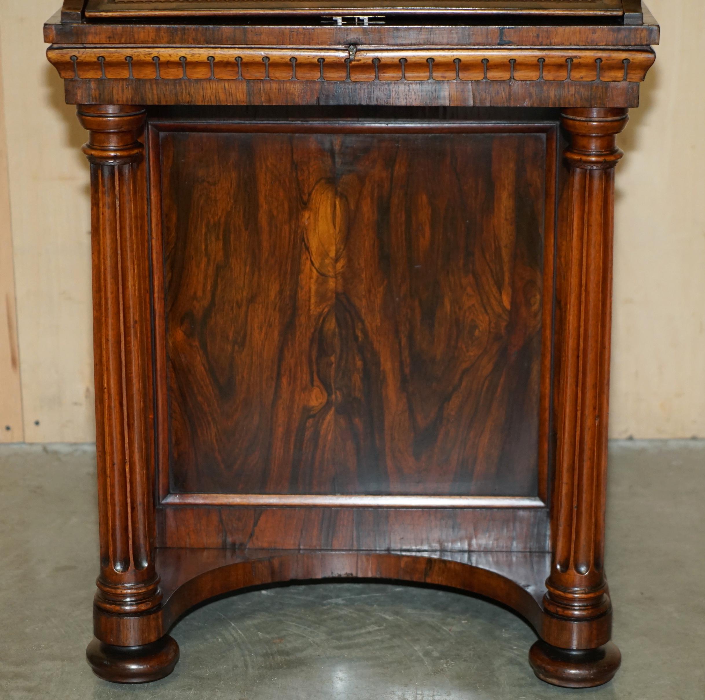 ANTICO SCRIVANIA ORIGINIALE REGENDE CIRCA 1810-1820 IN LEGNO DURO E PELLE MARRONE DAVENPORT In condizioni buone in vendita a West Sussex, Pulborough