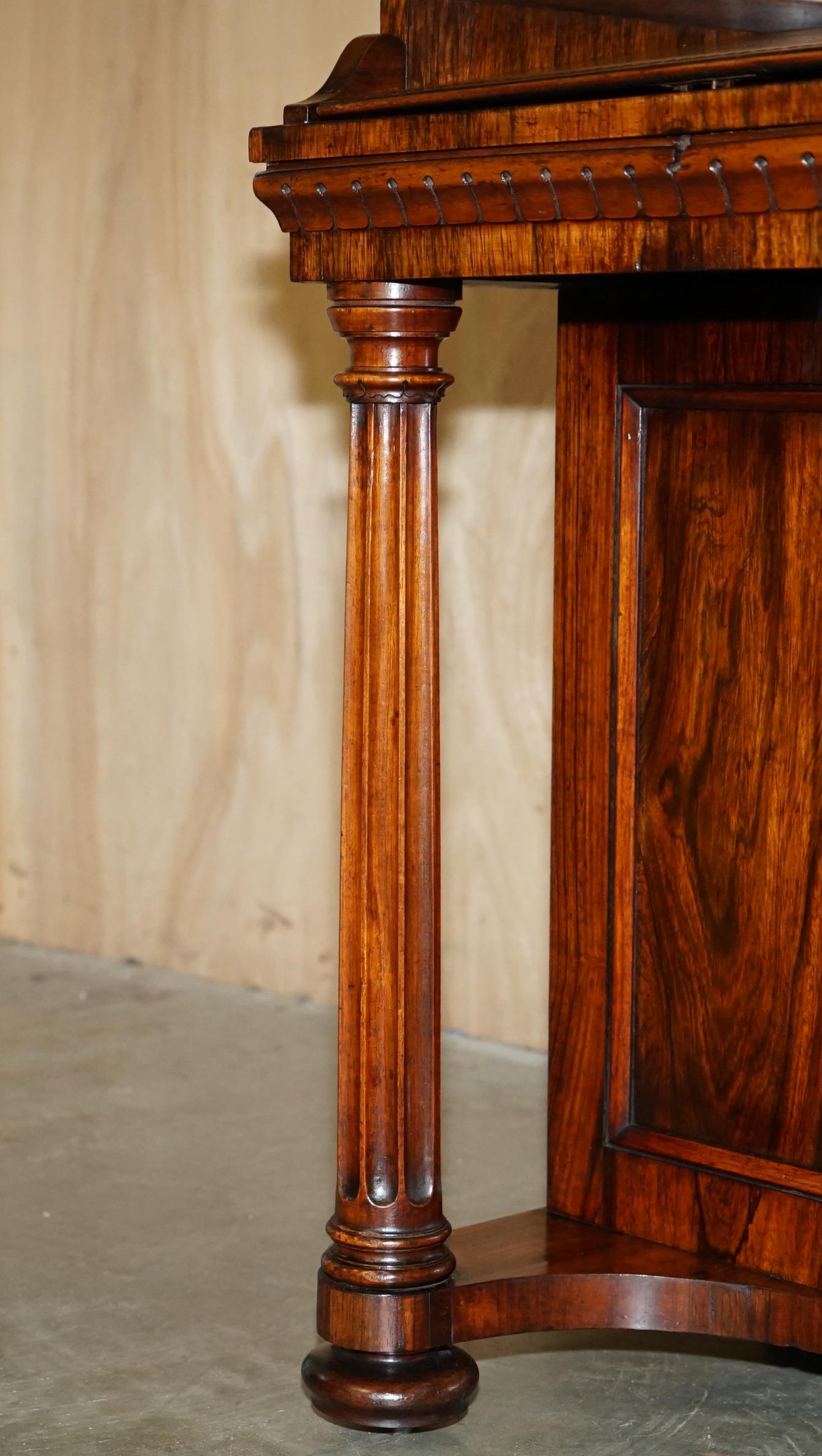 Inizio XIX secolo ANTICO SCRIVANIA ORIGINIALE REGENDE CIRCA 1810-1820 IN LEGNO DURO E PELLE MARRONE DAVENPORT in vendita