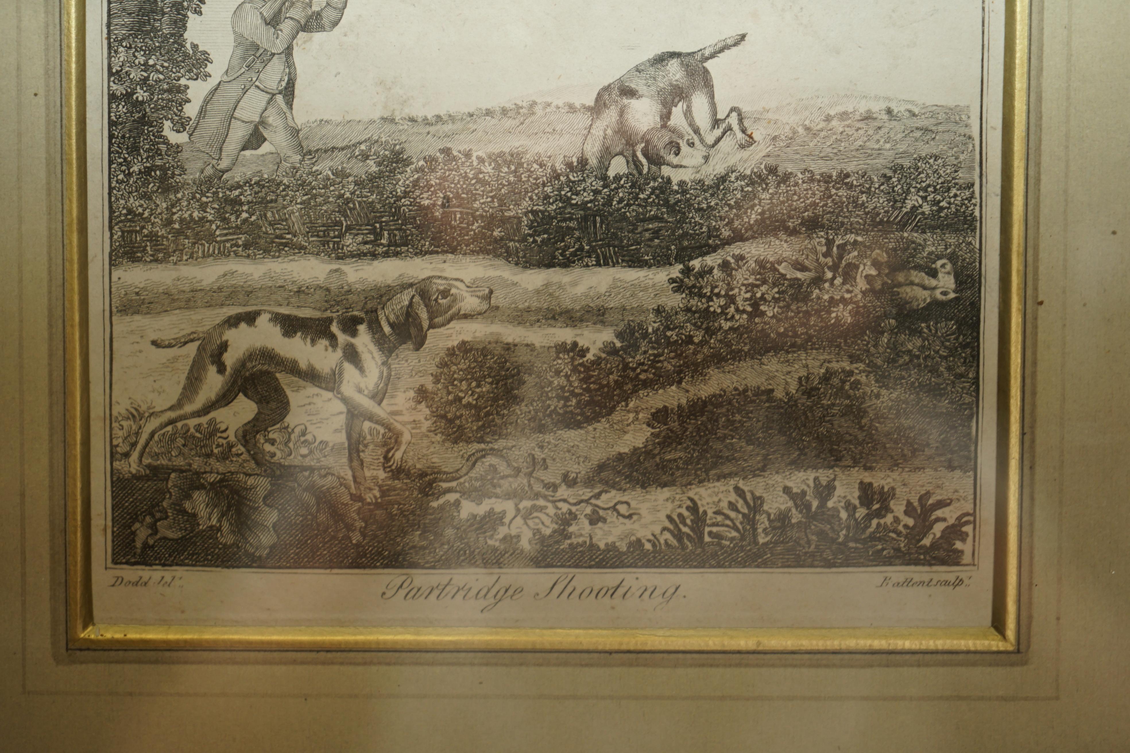 Mid-18th Century Antique Original Robert Dodd 1748-1816 Copper Plate Print of Partridge Shooting For Sale