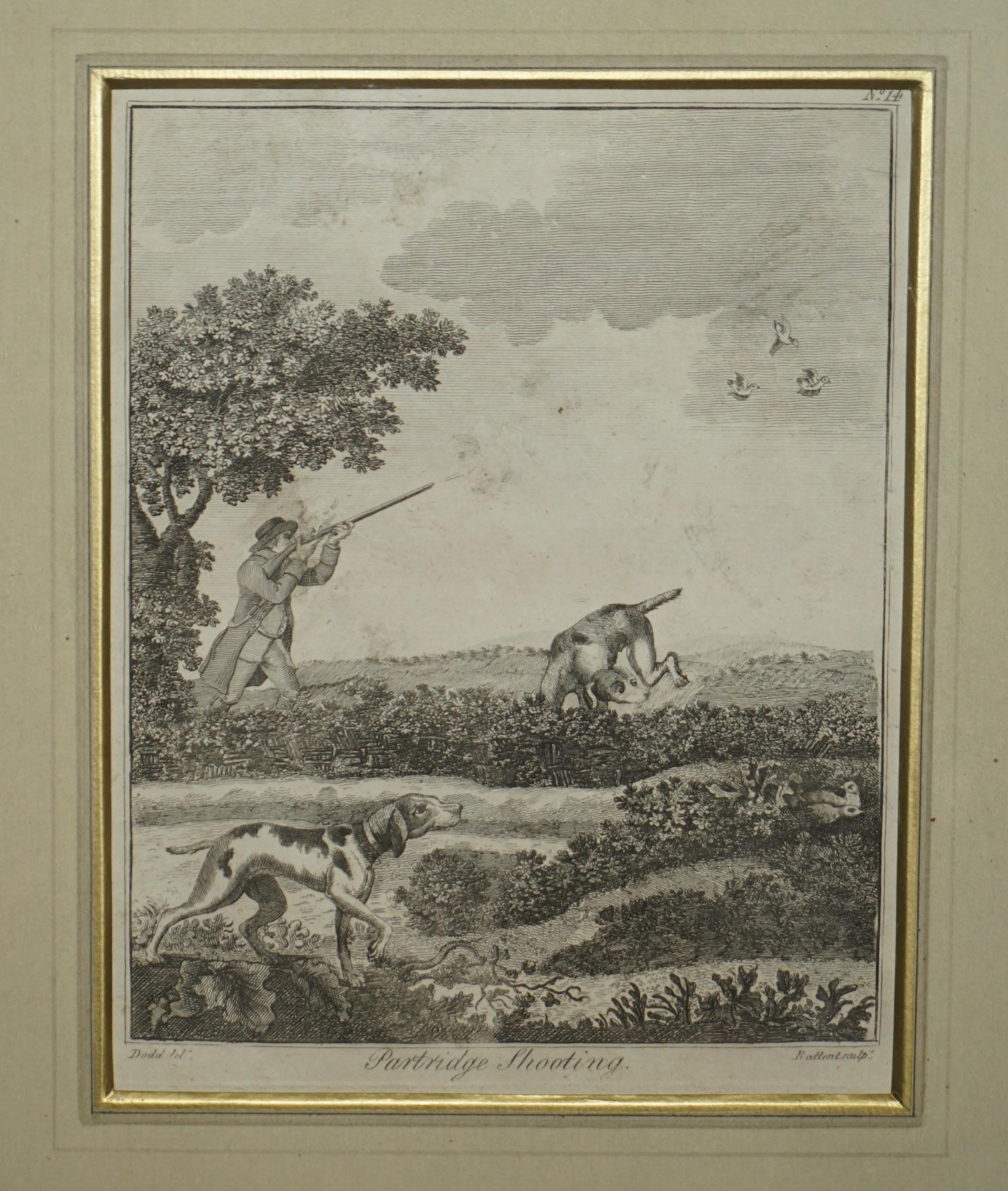 Paper Antique Original Robert Dodd 1748-1816 Copper Plate Print of Partridge Shooting For Sale