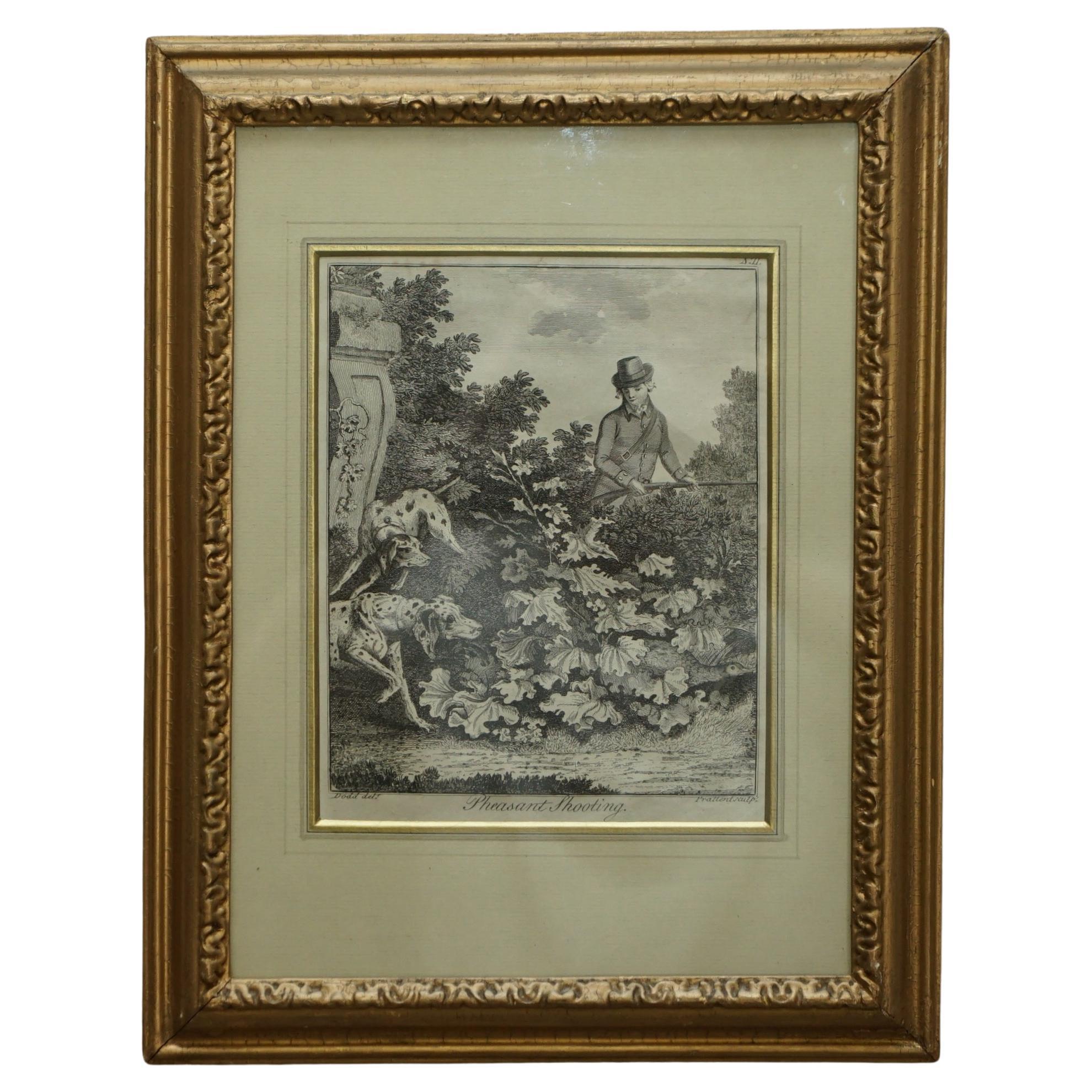 Antique Original Robert Dodd 1748-1816 Copper Plate Print of Pheasant Shooting For Sale