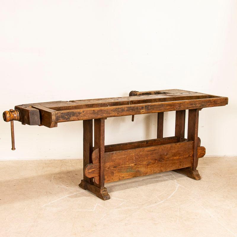 Antique Original Rustic Carpenter's Workbench In Good Condition In Round Top, TX