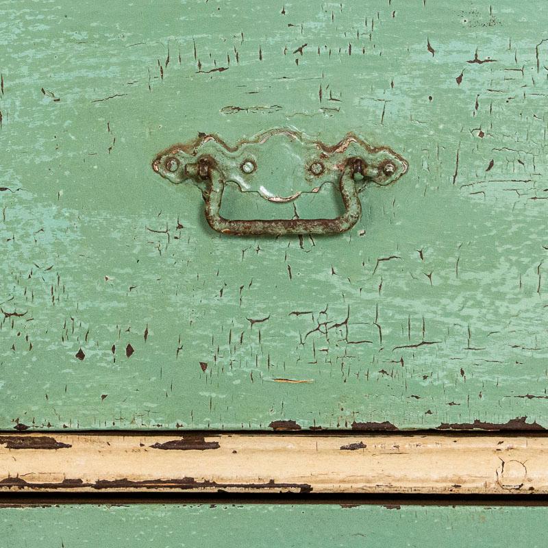 Hungarian Antique Original Seafoam Blue Painted Chest of Drawers with Vintage Appeal