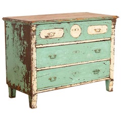 Antique Original Seafoam Blue Painted Chest of Drawers with Vintage Appeal