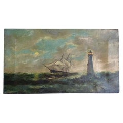 Antique Original Seascape Oil on Canvas