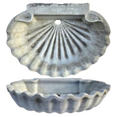ANTIQUE ORIGINAL SPLENDID PARIAN MARBLE SHELL SINK 19th Century