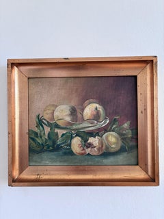 Antique Original Still Life Oil Painting, Fruit Kitchen Art