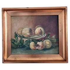 Antique Original Still Life Oil Painting, Fruit Kitchen Art