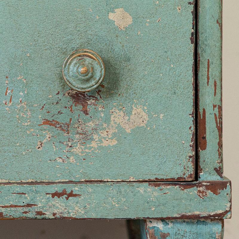 Swedish Antique Original Teal Green Painted Chest of Drawers