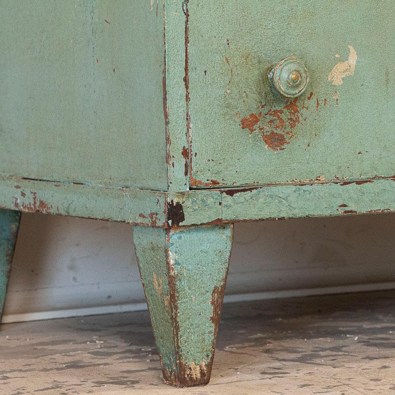 Antique Original Teal Green Painted Chest of Drawers In Good Condition In Round Top, TX
