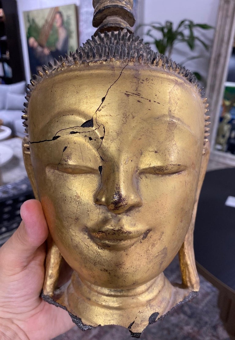 Antique Original Thayo Burmese Burma Myanmar Asian Buddha Head