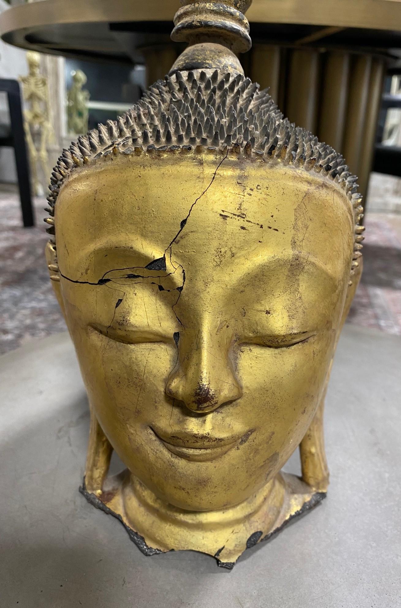 Antike Original Thayo Burma Myanmar Asiatische Buddha-Kopf-Skulptur-Statue, Thayo (Birmanisch) im Angebot