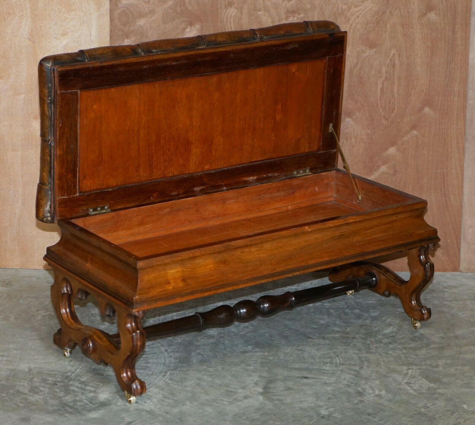 Antique Original Thomas Brooks Victorian Leather Chesterfield Ottoman Footstool 3