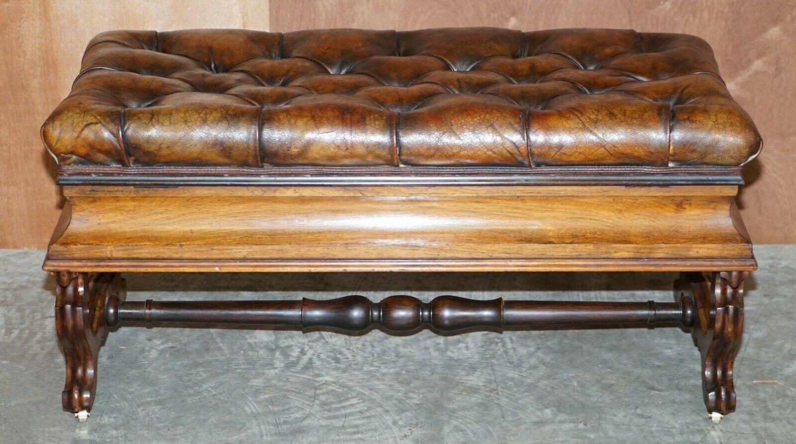 Antique Original Thomas Brooks Victorian Leather Chesterfield Ottoman Footstool 2