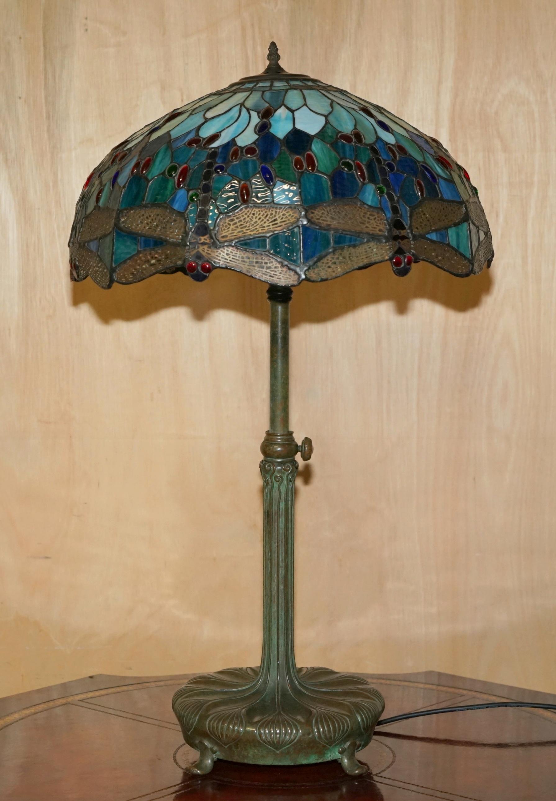ANTIQUE ORIGINAL TIFFANY STUDIOS NYC O'BRIEN BRONZE HEiGHT ADJUSTABLE TABLE LAMP For Sale 5