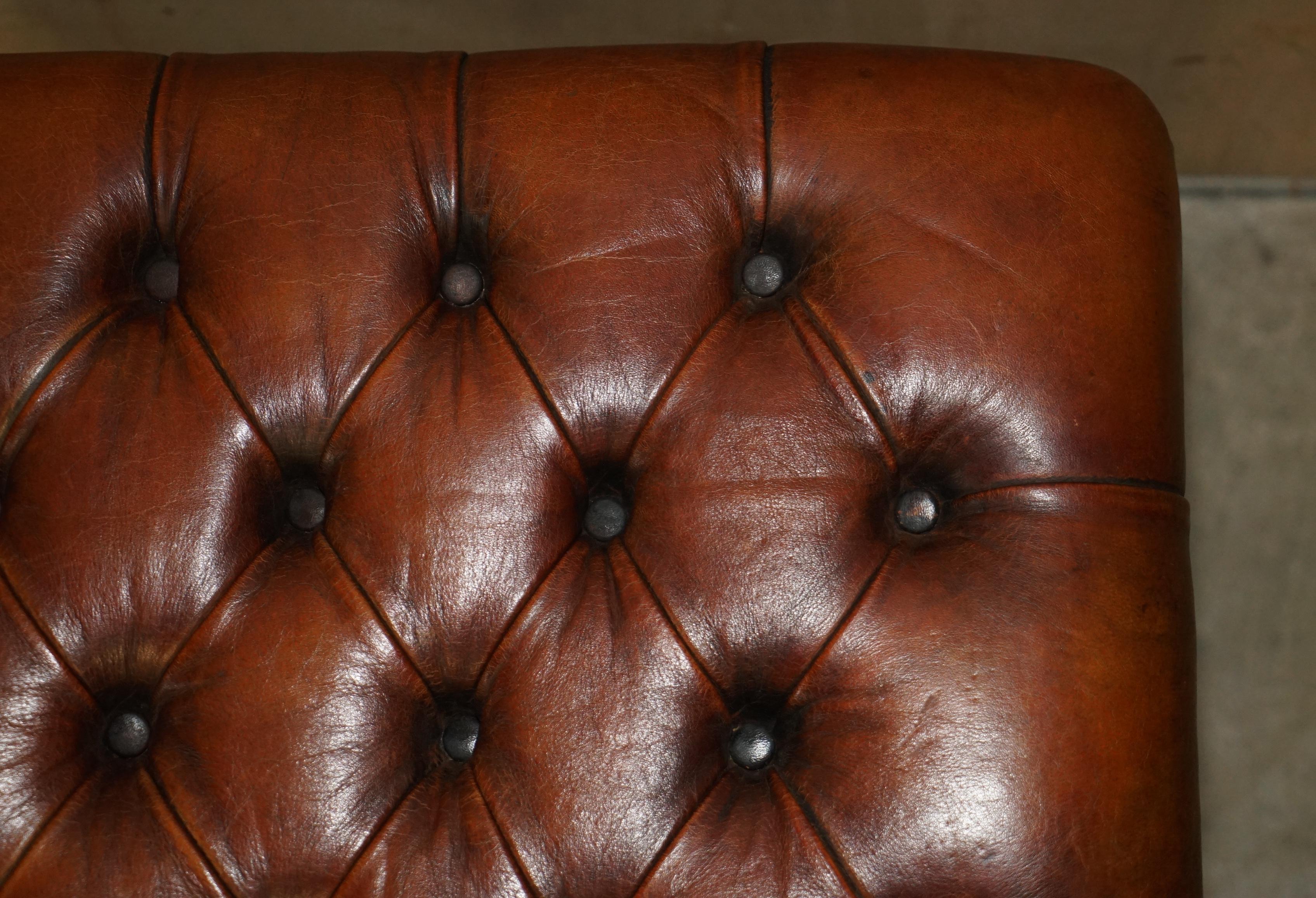 ANTIQUE ORIGINAL ViCTORIAN LEATHER CHESTERFIELD OTTOMAN FOOTSTOOL CARVED FRAME 11