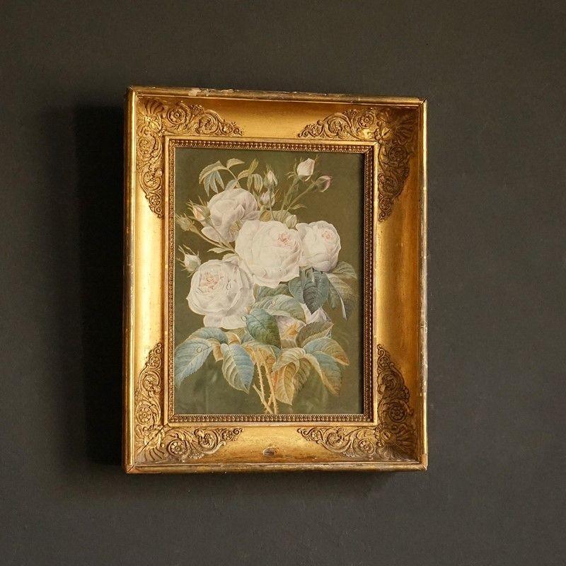 Antique Original Floral Watercolour Still Life Painting Depicting Roses, 1850 In Good Condition In Bristol, GB