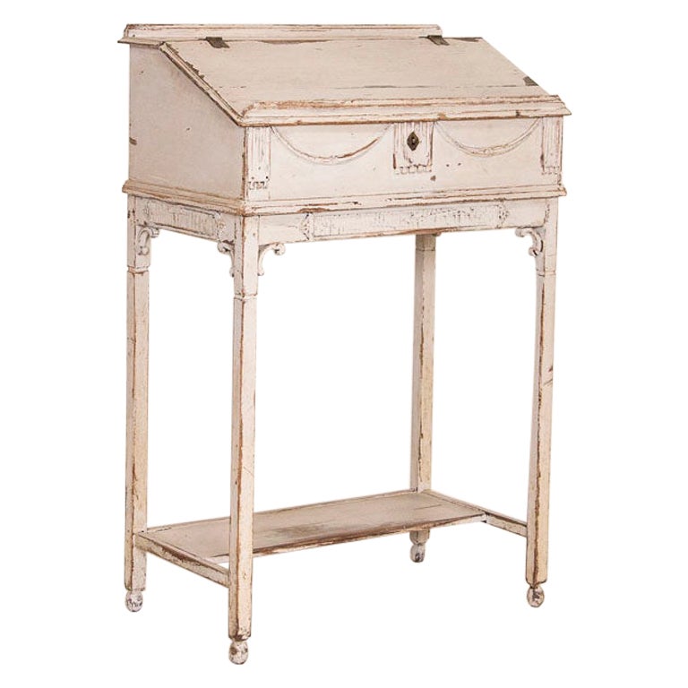 Antique Original White Painted Hostess Stand Standing Desk from Sweden