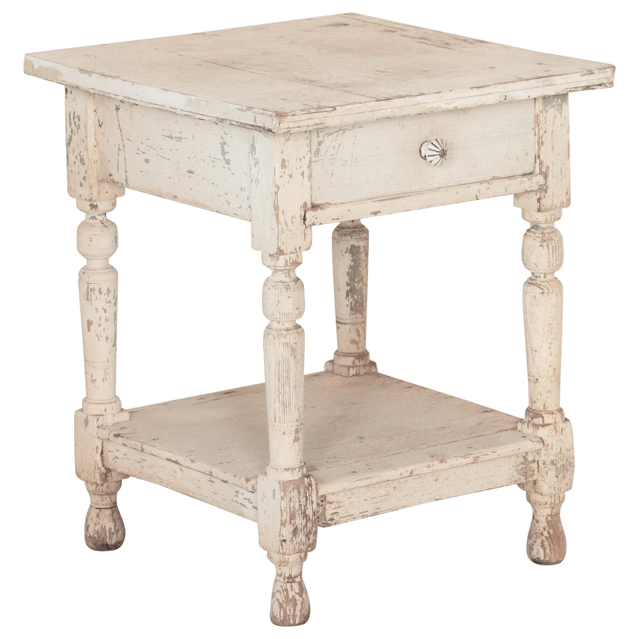 Antique Original White Painted Small Side Table