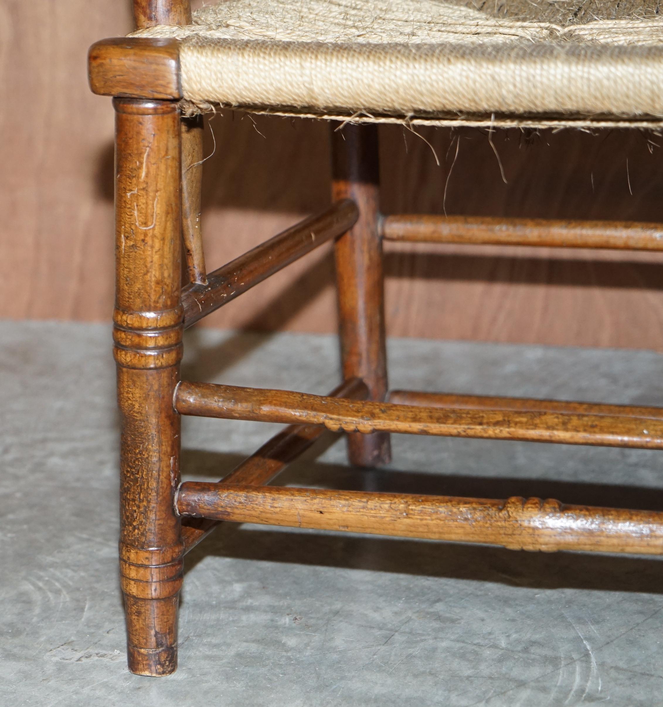 Antiker Original William Morris Sussex Rope Seat Armchair Gesehen im V&A Museum im Angebot 4