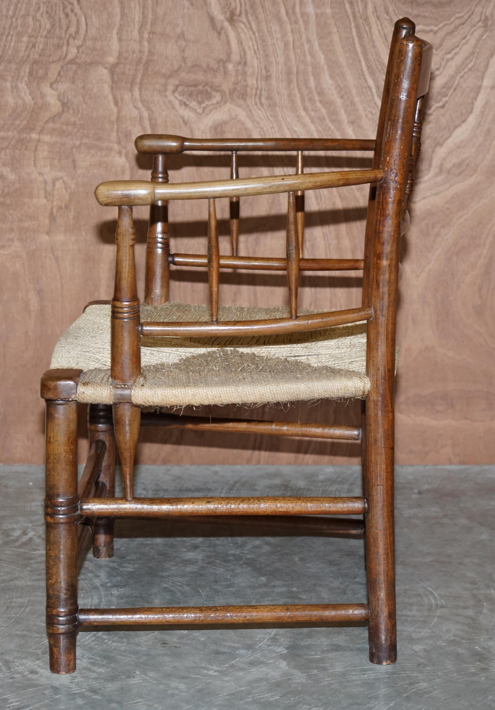 Antiker Original William Morris Sussex Rope Seat Armchair Gesehen im V&A Museum im Angebot 11