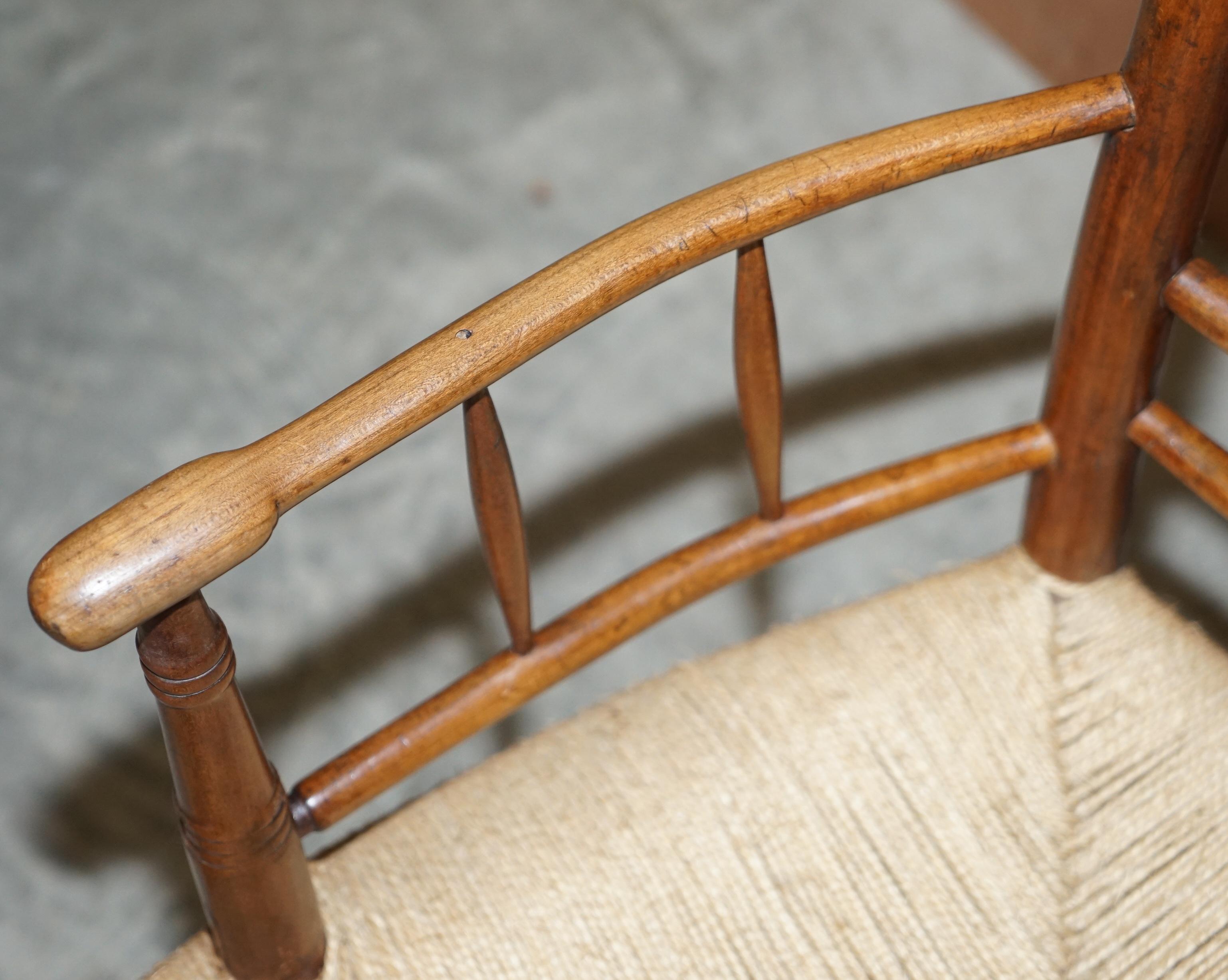 Antiker Original William Morris Sussex Rope Seat Armchair Gesehen im V&A Museum im Angebot 2