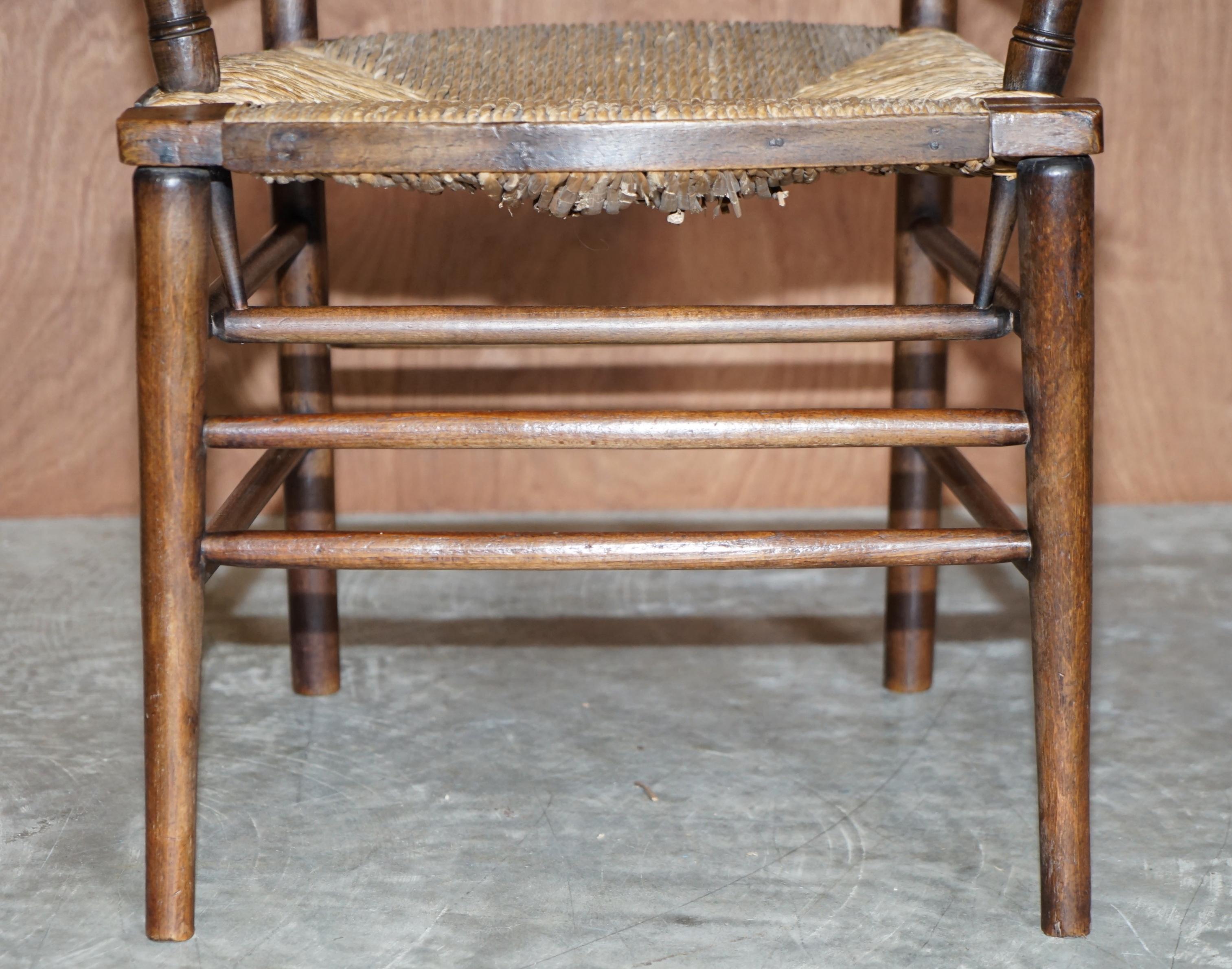 Straw Antique Original William Morris Sussex Rush Seat Armchair Seen in the V&A Museum