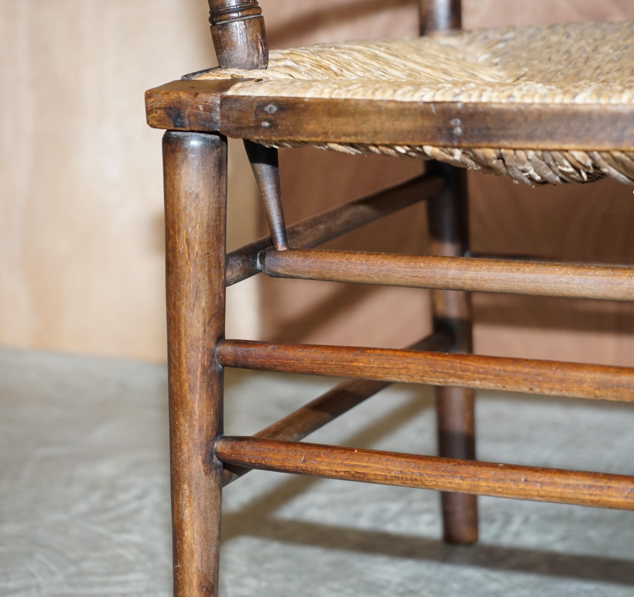 Antique Original William Morris Sussex Rush Seat Armchair Seen in the V&A Museum 1