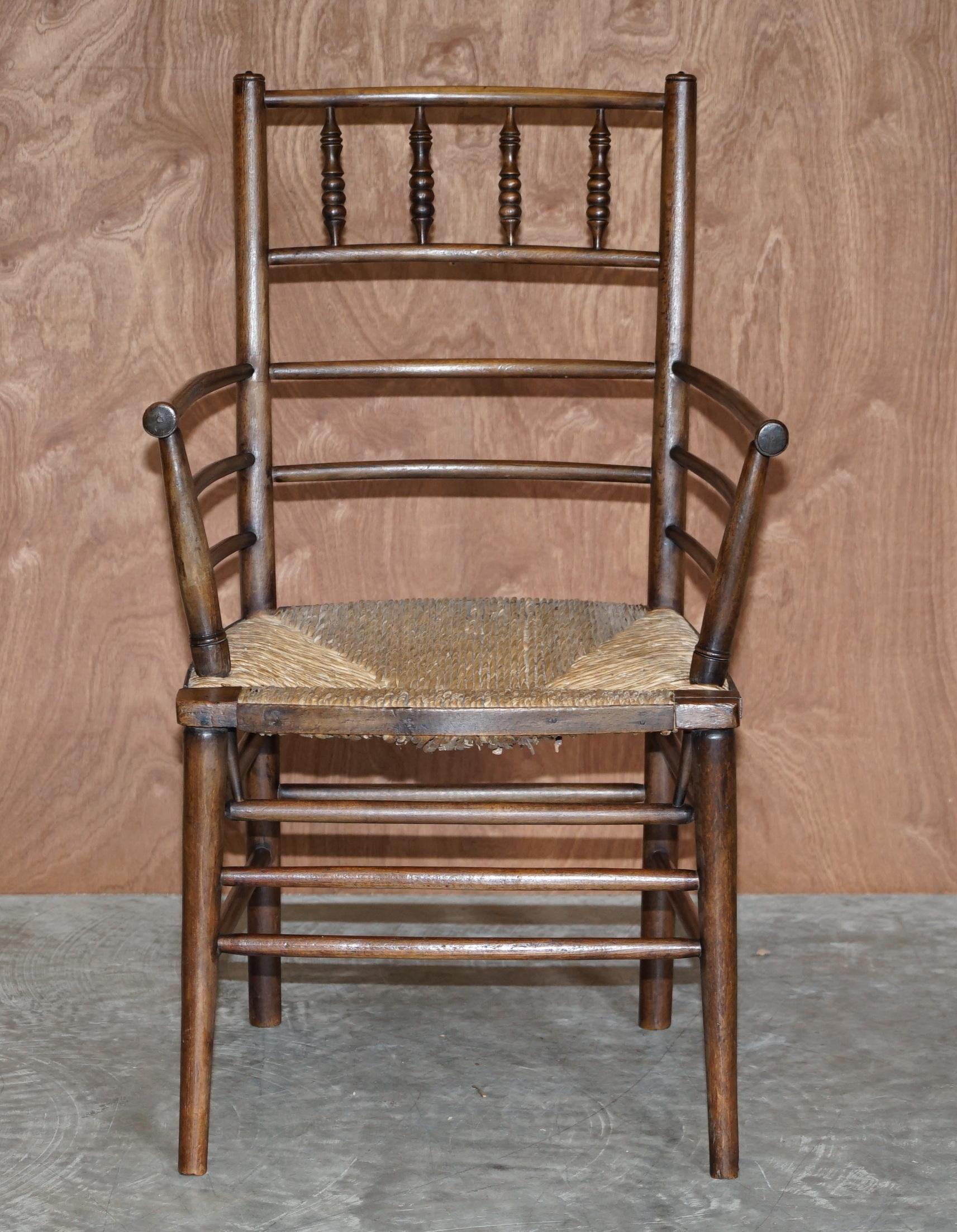 We are delighted to offer for sale this lovely very rare and collectable William Morris Rush seat Sussex armchair circa 1870-1880 as seen in the Victorian and Albert museum

The History

This chair was named after a country chair found in