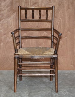 Antique Original William Morris Sussex Rush Seat Armchair Seen in the V&A Museum